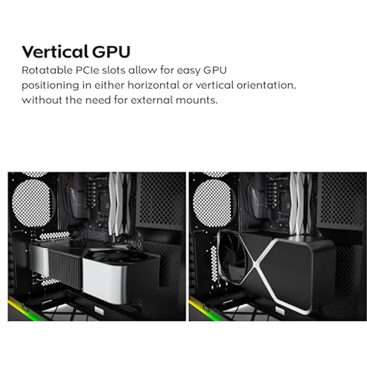 Montech HS01 PC-Gehäuse, Midi-Tower ATX, Tempered Glass, aRGB Beleuchtung - schwarz, bis zu 11x 120-mm-Lüfter, Radiatorunterstützung bis 360 mm – Bild 13