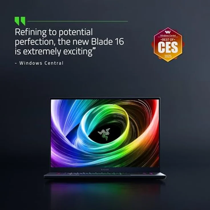 Razer Blade 16 (2025), 16 Zoll AI Gaming Laptop mit NVIDIA GeForce RTX 5070, AMD Ryzen AI 9 365, 16" QHD+ 240Hz OLED Display, 32GB LPDDR5X 8000 MHz, 1TB SSD, QWERTZ DE-Layout, Schwarz – Bild 3