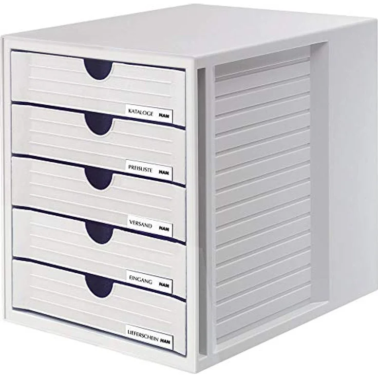 Han Schubladenbox 1450-11, Systembox, A4, 5 Fächer, Kunststoff, geschlossen, grau – Bild 4