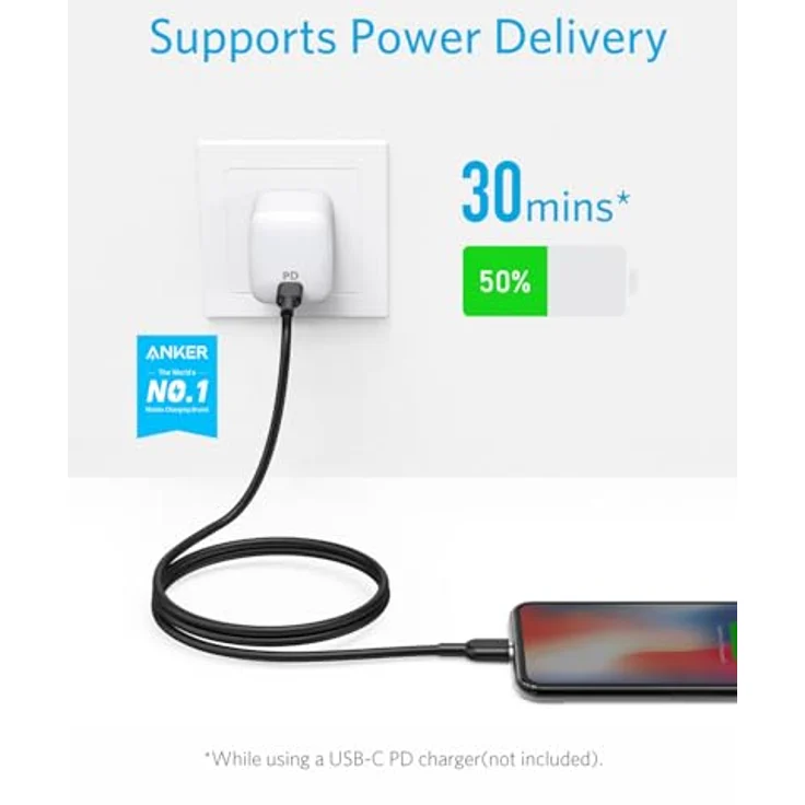 Anker 321 USB-C to Lightning Cable, 1,8 m, schwarz (A8633012) – Bild 2