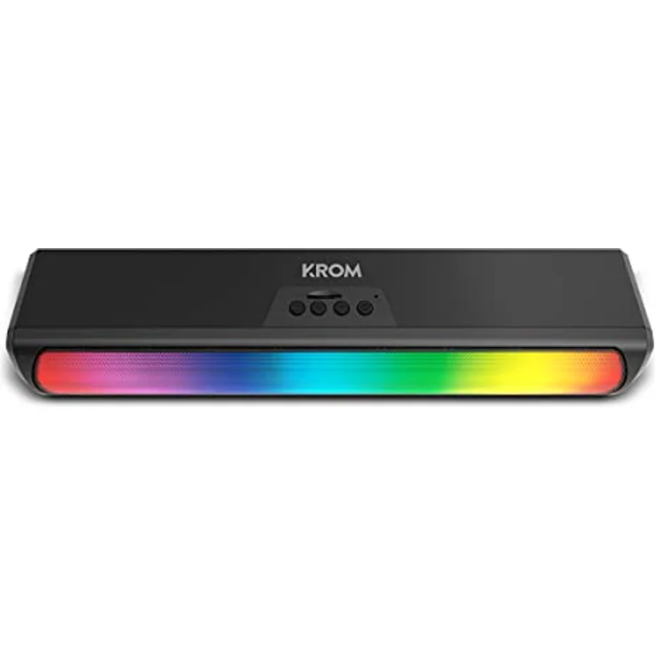 KROM K-POP- Soundbar 2x3 RMS, Stereo-Sound, Bluetooth, TF-Kartensteckplatz, RGB-LED, USB, AUX-Anschluss 3,5 mm Klinke, Größe 280 x 59 x 60 mm, Farbe Schwarz – Bild 4
