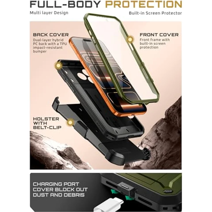 Supcase Unicorn Beetle Pro Hülle für iPhone 17 Pro, extrem langlebiger Fallschutz mit integrierter Displayschutz, Grün – Bild 6