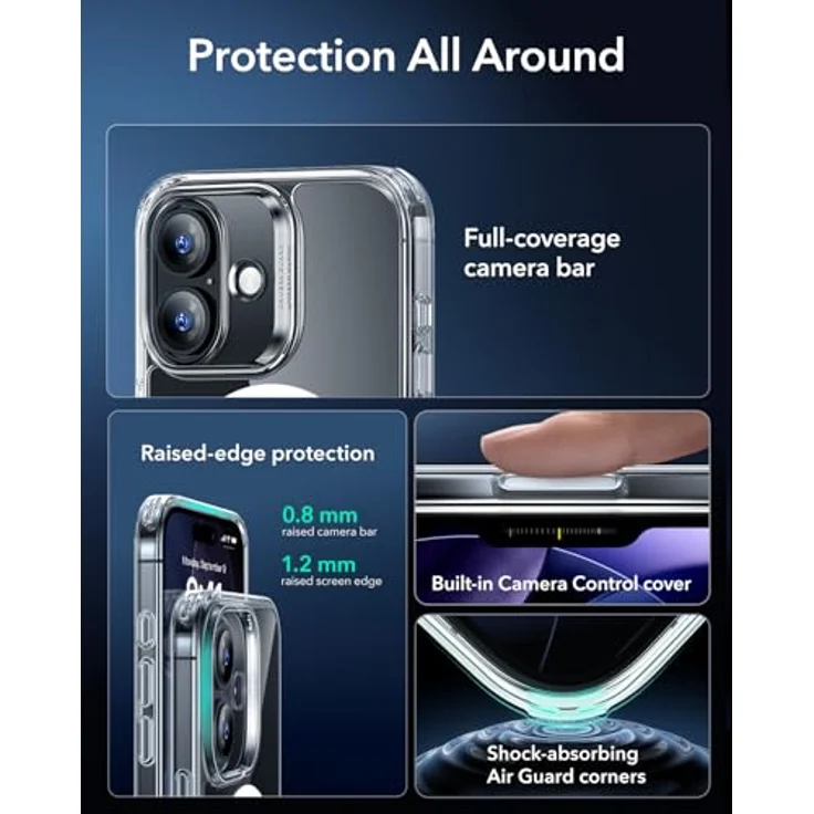 ESR Classic Hybrid HaloLock Case für Apple iPhone 17, Transparent, MagSafe-kompatibel, Militärschutz, Kamerasteuerungstaste – Bild 3