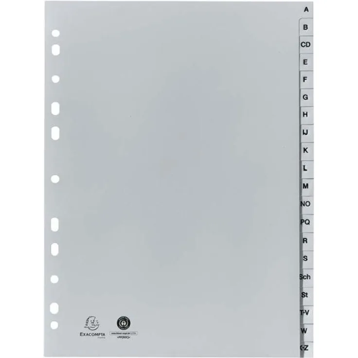 EXACOMPTA Aktenordner Exacompta Register aus Recyclingkunststoff A-Z, langlebige Qualität, blau