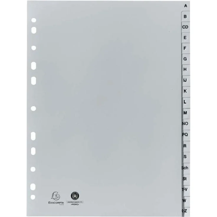 EXACOMPTA Aktenordner Exacompta Register aus Recyclingkunststoff A-Z, langlebige Qualität, blau