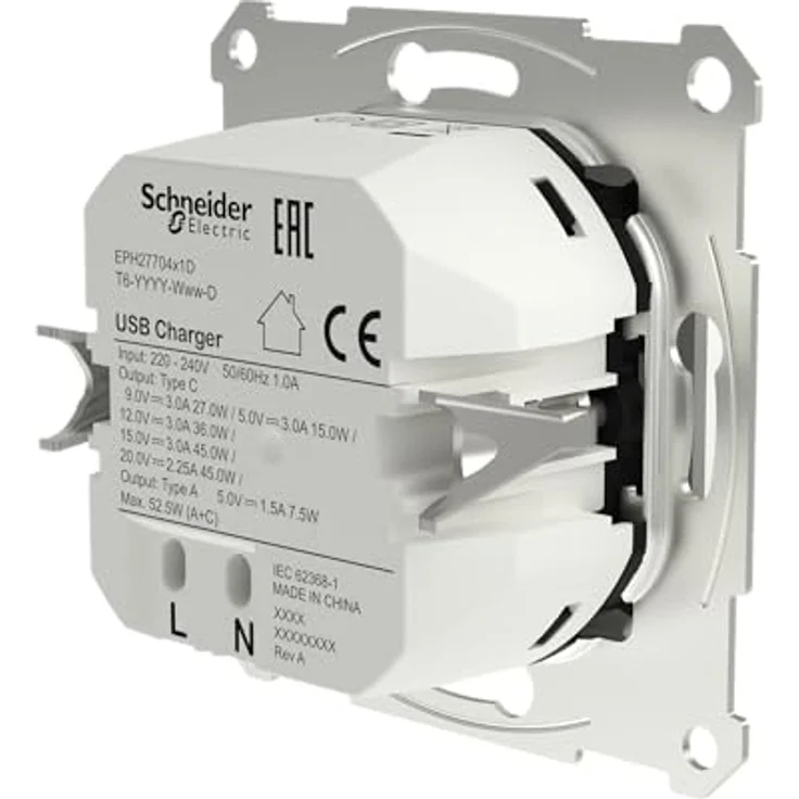 Schneider Electric Asfora EPH2770421D Unterputz USB Ladestation Typ A+C 45W, Steckdose,Stecklemmen – Bild 5