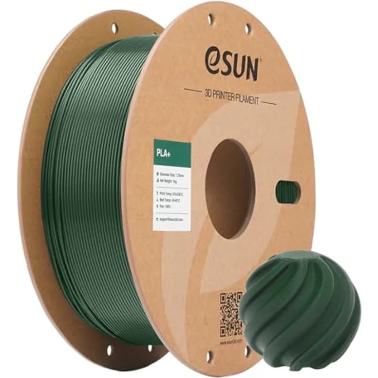 eSUN PLA+ Filament 1.75mm, 1kg Spule, Maßgenauigkeit +/- 0.03mm, Olivgrün, kompatibel mit FDM 3D Druckern