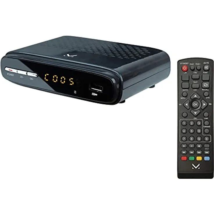 Majestic DEC-675, HD DVB-T2 Decoder mit USB, HDMI, SCART, HEVC Main 10 und Display, kompakt 13,5 x 9,5 x 3,5 cm