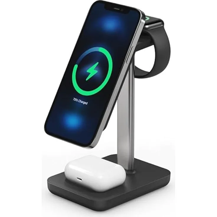 ALOGIC Reiseladegerät kabellos MagSafe 3in1, kompatibel mit iPhone, Apple Watch und AirPods, magnetische Ausrichtung, reisefreundlich