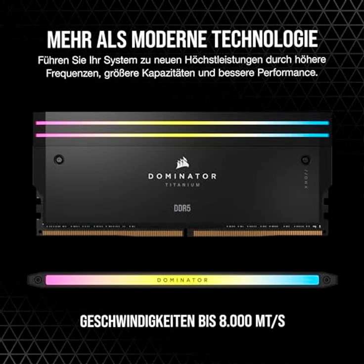 CORSAIR Dominator Titanium RGB DDR5 RAM 48GB (2x24GB) DDR5 7200MHz CL36 Intel XMP iCUE-Kompatibler Computerspeicher - Schwarz (CMP48GX5M2X7200C36) – Bild 3
