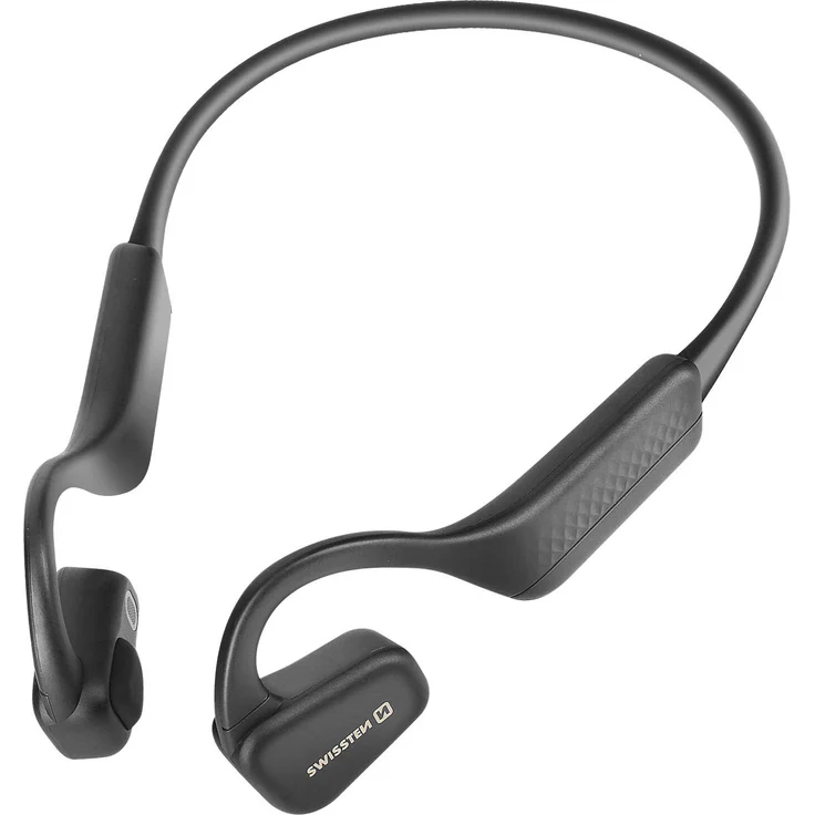 Swissten Air Conduction Kopfhörer, Kabelloses Sport Headset mit Bluetooth 5.3 und aktiver Geräuschunterdrückung, Schwarz