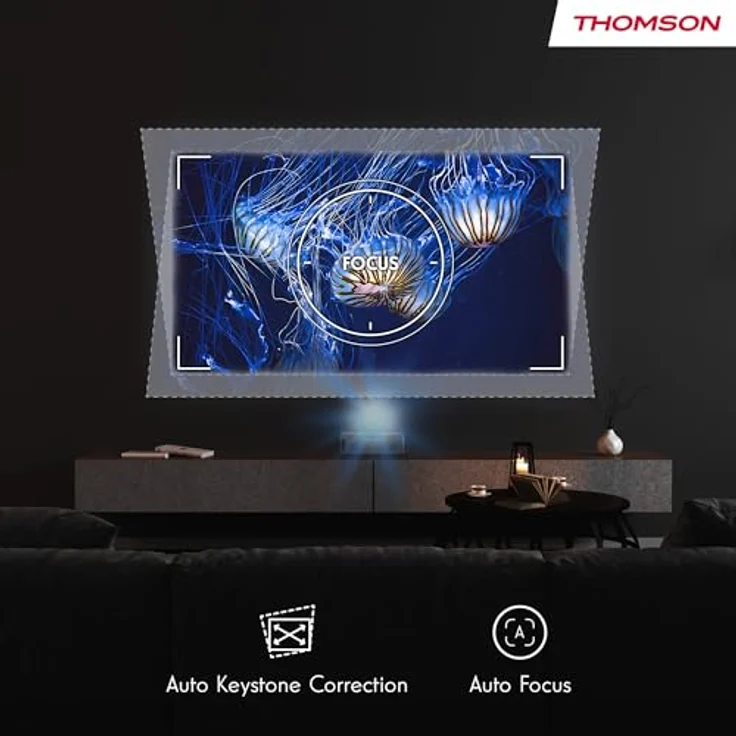 Thomson Sirius PG55B, tragbarer UHD-Laserprojektor mit 600 lm Helligkeit, Google-TV und Akku, Schwarz – Bild 9