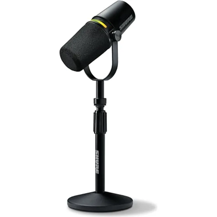 Shure MV7+ Podcast Mikrofon - Verbessertes Audio, LED-Touchpanel, USB-C- und XLR-Ausgänge, Auto-Level-Modus, Pop-Filter, Halleffekte - Schwarz
