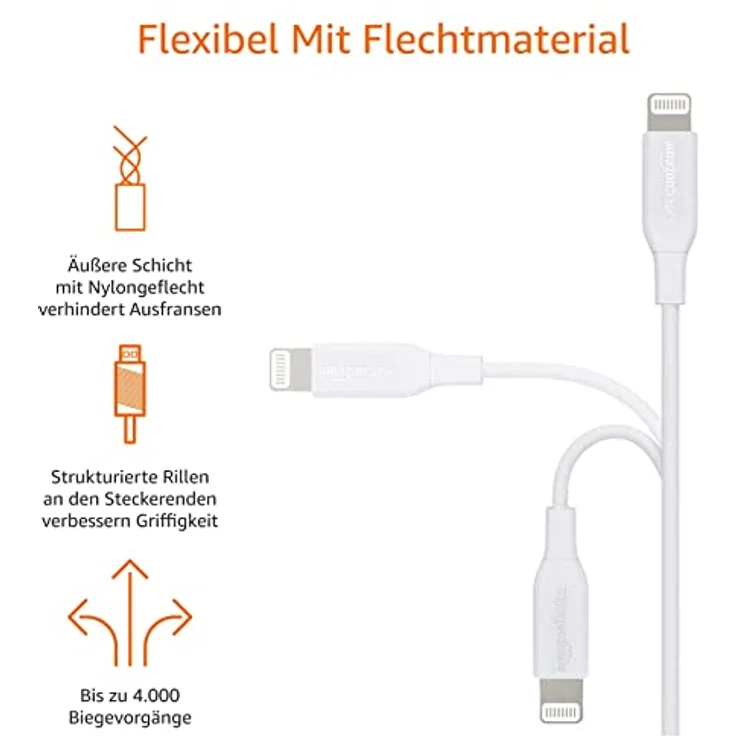 AmazonBasics - USB-C-auf-Lightning-Kabel, MFi-zertifiziertes Ladekabel für iPhone 11-11 Pro-11 Pro max-X-XS-XR-XS Max - 8-8 Plus, für Typ-C Ladegeräte, Unterstützt Power Delivery, Weiß, 91,44 cm – Bild 3