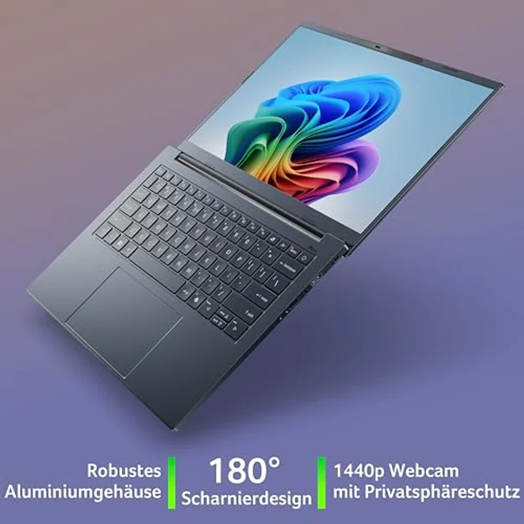 Acer Aspire 14 AI A14-11M-X7MH, 14" Notebook mit Snapdragon X X1-26-100, 512 GB SSD, 16 GB RAM, WUXGA IPS-Display und bis zu 28 Stunden Akkulaufzeit, Blau – Bild 4