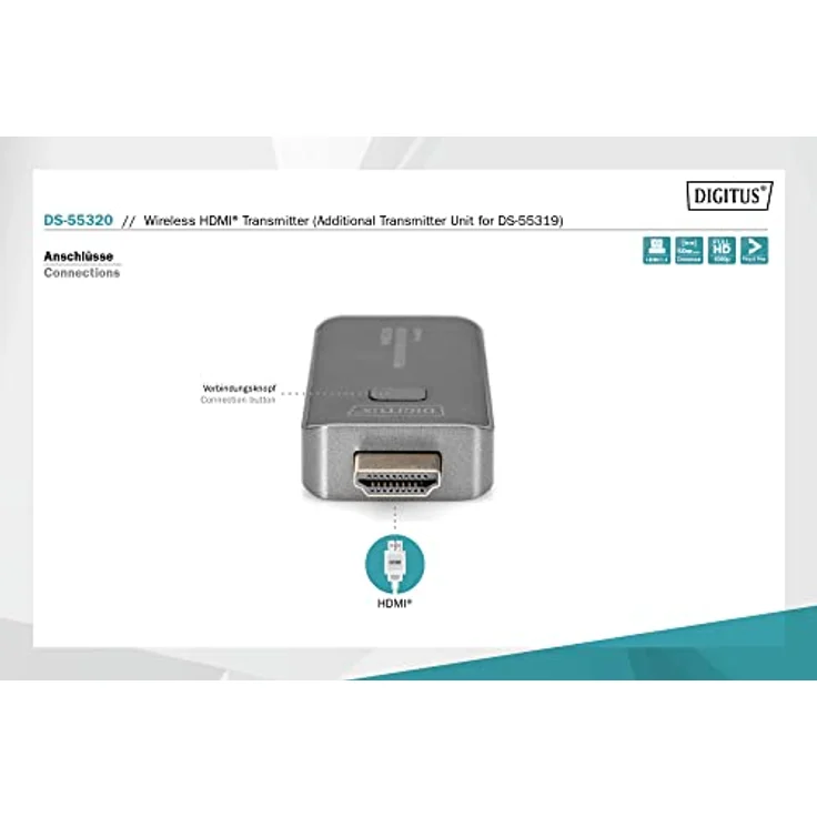 DIGITUS Click & Present Mini – HDMI-Transmitter – Für Kabelloses Präsentationssystem – Kein Treiber erforderlich – Schwarz – Bild 3