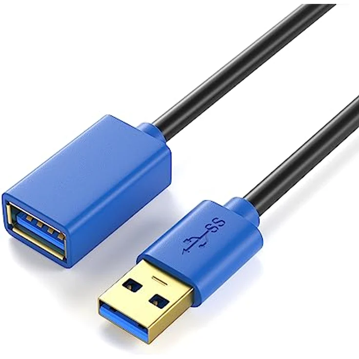 JAMEGA 5m USB 3.0 Verlängerungskabel mit Vergoldeten Kontakten - High Speed Datenübertragung 5Gbps - Schwarz – Bild 1