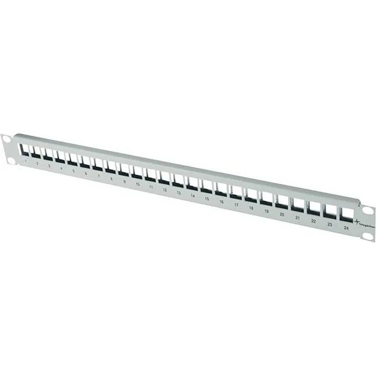 Telegärtner 100021496 24 Port Netzwerk-Patchpanel CAT 6a, 483mm (19"), 1 HE, Lichtgrau (RAL 7035)