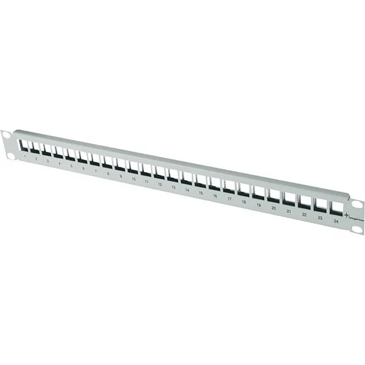 Telegärtner 100021496 24 Port Netzwerk-Patchpanel CAT 6a, 483mm (19"), 1 HE, Lichtgrau (RAL 7035)