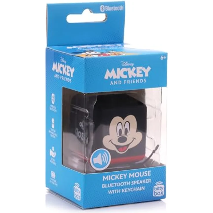 Bitty Boomers Disney Mickey Maus Mini Bluetooth-Lautsprecher im Würfelformat - Kompakter Sound in stylischem Design, ideal für unterwegs, schwarz – Bild 7