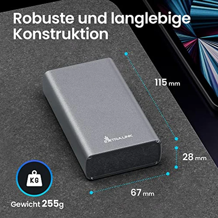Powerbank 20000mAh Powerbank Schnellladefunktion bis zu 45W PD Power Bank USB C 20000mAh Robustes Gehäuse Lithium-Polymer-Akku Fast Charge Digitale Anzeige Externe Handyakkus – Bild 4