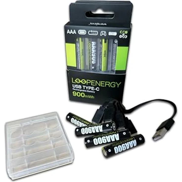 VERICO LoopEnergy AAA 900 Wiederaufladbare USB-C Batterie, 12er Pack AAA inkl. 3 Stück USB-A auf 4 x USB-C Kabel – Bild 4