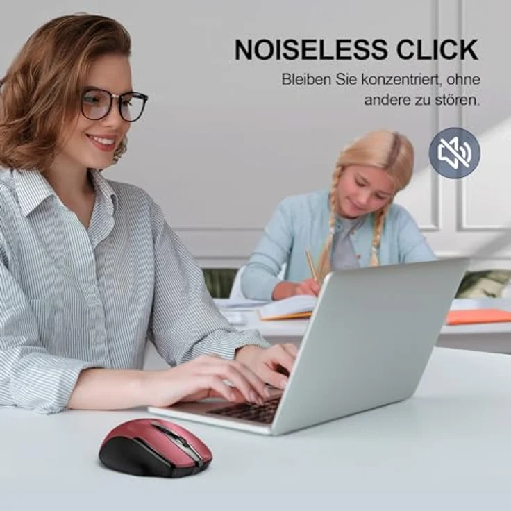 TECKNET Bluetooth Maus MT-2, 4800 DPI Kabellos Ergonomisch, Tri-Modi BT 5.0/3.0 + 2.4G, 30 Monate Batterielaufzeit, Leise Funkmaus für Laptop, PC, Windows, Mac OS, Android – Bild 4