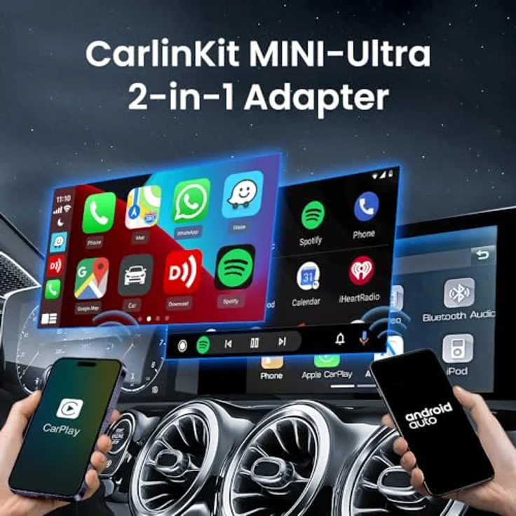 Carlinkit Wireless CarPlay & Android Auto MINI-Ultra Adapter, 2-in-1 Wireless Adapter mit USB-A und Typ-C, OTA-Upgrade, kompaktes Mini-Stick-Design – Bild 3