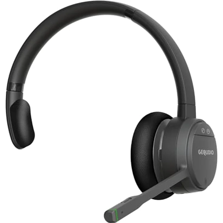 GEQUDIO GC-1 DECT Headset, Kabellos für FritzBox mit Anrufsteuerung, Duales Bluetooth-Headset für PC und Smartphone, HD Audio (1-Ohr) – Bild 1