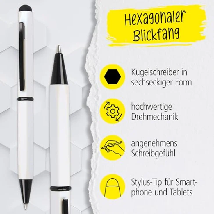 ONLINE Kugelschreiber Hexagon Stylus Pearl, Metall mit integrierter Stylus-Spitze, blau – Bild 2