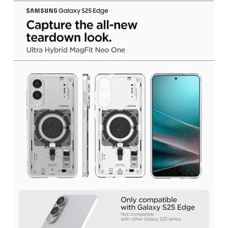 Spigen Ultra Hybrid MagFit Hülle für Samsung Galaxy S25 Edge, kompatibel mit MagSafe, integrierter Magnet, Schutzrand für Display und Kamera, Air Cushion Technologie – Bild 2