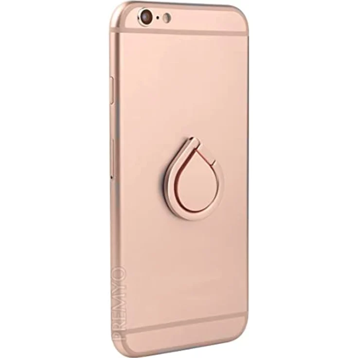 PREMYO Handy Fingerhalter mit 360° Drehfunktion in Roségold. Handy Ring für eine komfortable Einhandbedienung. Handy Halterung Finger für alle iPhone und Samsung Modelle – Bild 5