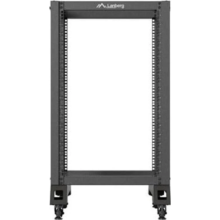 Lanberg OR01-6818-B, 18 HE 19 Zoll Serverschrank, Schwarz, offenes Rahmen-Design, max. Tragfähigkeit 600 kg, abschließbar, 590 mm Einbautiefe – Bild 3