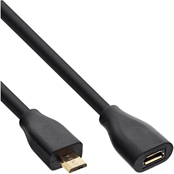 InLine - USB-Verlängerungskabel - Micro-USB Type B (M) bis Micro-USB Type B (W) - USB2.0 - 2,0m - Schwarz (32720P) – Bild 2