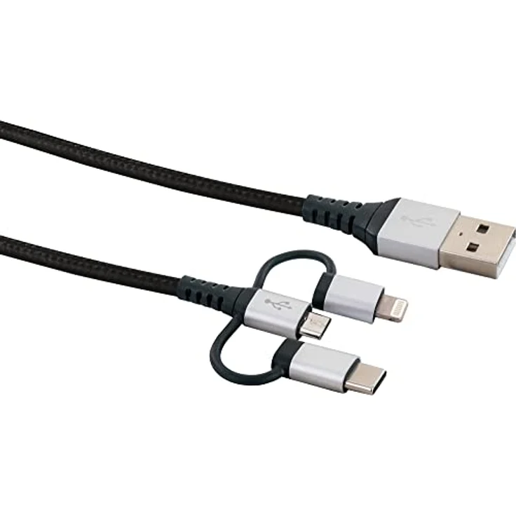 SCHWAIGER -LKU100 533-3-in-1 Sync & Ladekabel (1,5m) zum Synchronisieren oder zum Laden eines Gerätes | für Smartphone, Tablet, etc. | Idealer Begleiter im Alltag oder auf Reisen – Bild 3