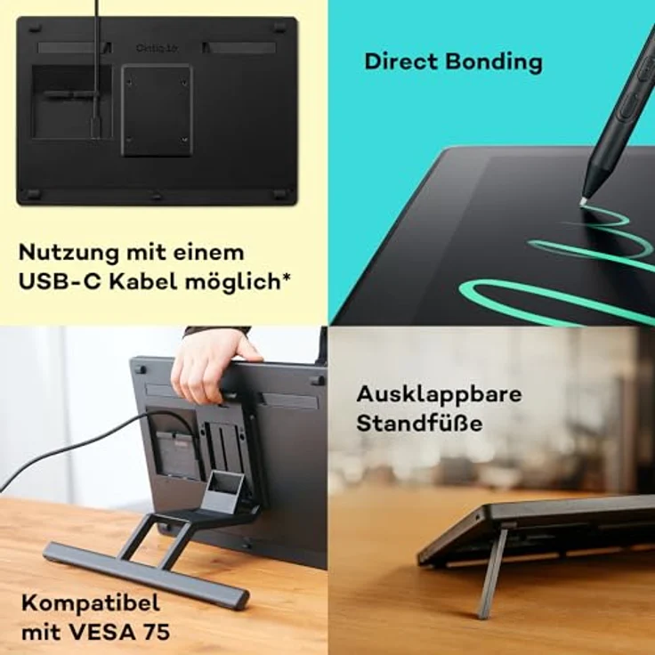 Wacom Cintiq 16 DTK168, Grafiktablett mit 15,6 Zoll Full HD Display, Schwarz – Bild 4