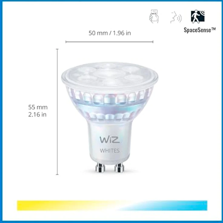 WiZ Wi-Fi BLE 50W GU10 GLASS 927-65 TW 2PF/6, Smarte Leuchtmittel mit klassischem Glasdesign und lebendigen Farben, weiß – Bild 2