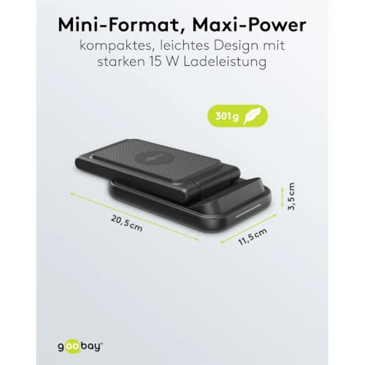 Goobay Kabelloses 3in1-Ladegerät, 15 W, induktive Ladestation für Smartphone, Smartwatch und Earbuds, kompatibel mit Qi und Schnellladung – Bild 3