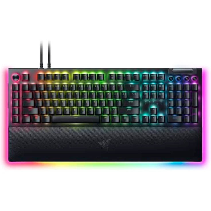 Razer BlackWidow V4 Pro (Green Switch) - Mechanische Gaming-Tastatur (Klickende Mechanische Switches, Befehlsrad und 8 Makro-Tasten, Multifunktionsrolle, Handballenauflage) QWERTY US-Layout | Schwarz – Bild 1
