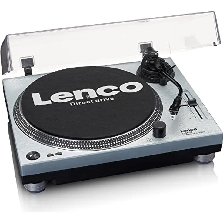 Lenco L-3809 Plattenspieler - DJ Plattenspieler mit Direktantrieb - USB - Vorverstärker - 33 und 45 U/min - MMC - RCA- Line Out - Blau Metallic – Bild 2