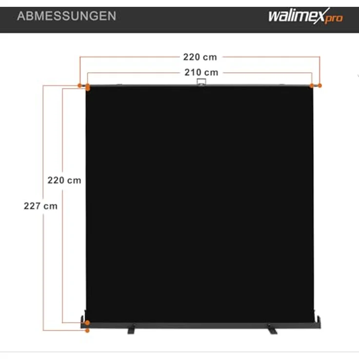 Walimex pro Roll-up Panel Hintergrund, Selbst stehend, Schwarz, 210 x 220 cm, pneumatischer Spannmechanismus – Bild 7