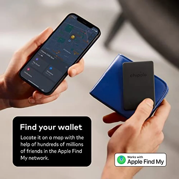 Chipolo Card Spot - Geldbörsen Finder, Bluetooth Tracker für Geldbörse - Funktioniert mit der Apple "Wo ist?" App (nur für iOS) (Beinahe Schwarz) – Bild 2