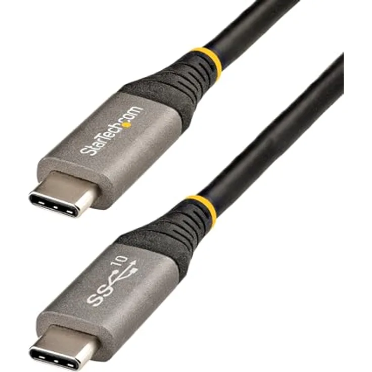 StarTech.com USB-C Kabel 1m, 10Gbps, USB 3.1/3.2 Gen 2, 100W Power Delivery, DP Alt Mode, Schwarz/Grau