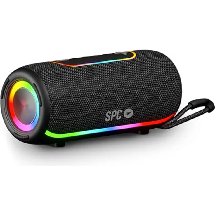 SPC Orbital Storm, Tragbarer Bluetooth-Lautsprecher mit 60 W, 360°-LED-Licht, bis zu 20 h Akkulaufzeit, wasserdicht IPX6, True Wireless, USB, microSD und 3,5-mm-Buchse, mit Gurt – Bild 1