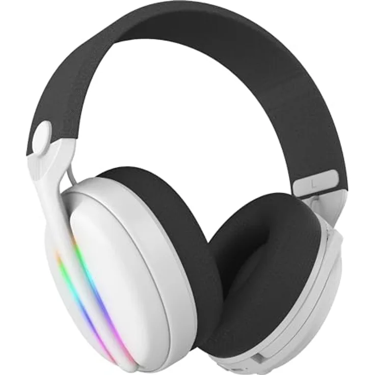 Subsonic Wireless Headset All Platforms 7.1 MULTI, Kabelloses Gaming Headset mit RGB-LED, Weiss, bis zu 40 Stunden Akkulaufzeit