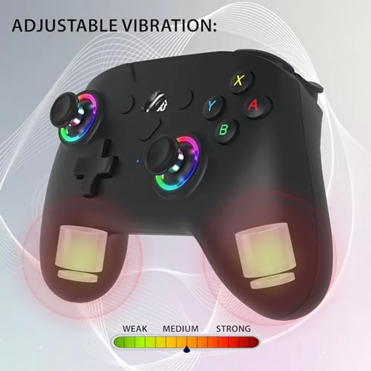 SUBSONIC Wireless Controller für Switch und Switch Oled - Bluetooth drahtloser Controller mit LED, Vibration und 6-Achsen-Gyro - Schwarz – Bild 4