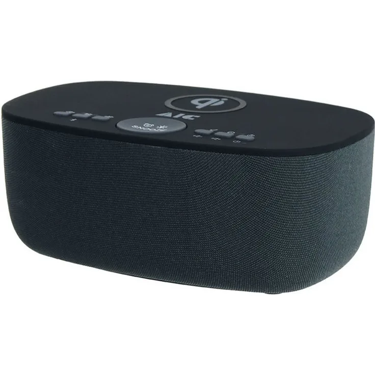 AIC AIC 28 BT, Radiowecker mit Bluetooth, USB, Induktivem Laden, Dual-Alarm und UKW-Radio, schwarz