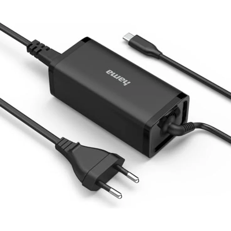 HAMA USB-C Euro-Stecker Notebook-Netzteil Universal, 100W, 5 - 20 Volt, Schwarz, GaN-Technologie, optimiertes Ladegerät für MacBook und mehr – Bild 2