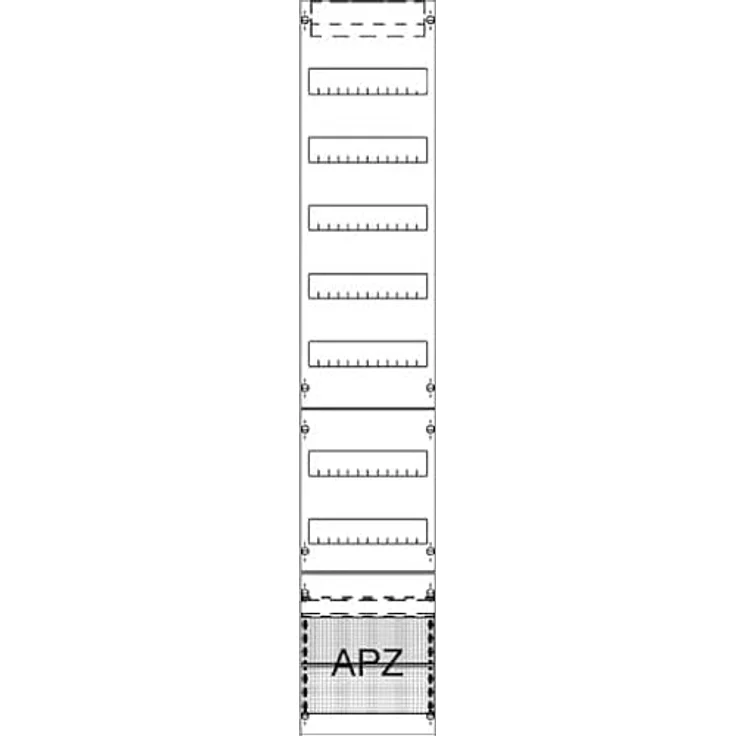 ABB Striebel & John Verteilerfeld m.APZ 9RE FV19A2, unbestücktes PC-Gehäuse mit 7 DIN-Schienen, 1350 mm hoch, mit Abdeckung und Ausschnitt – Bild 2