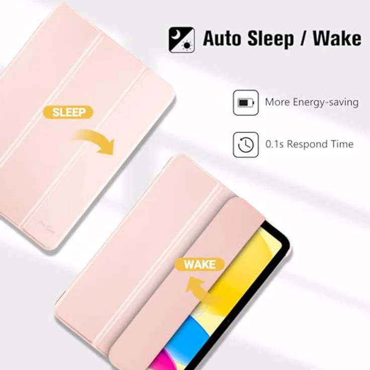 ProCase Hülle für iPad A16 11. Generation 2025 und iPad 10. Generation 2022, Leichtes Hartschalen Smart Cover mit Auto Wake/Sleep - Hellrosa – Bild 4